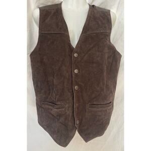 Roper Leather Vest Men’s Medium Brown Western Cowboy Show Snaps Adjustable